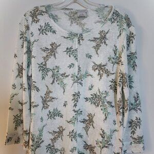 Van Heusen Soft Floral 3/4 Sleeve Casual Top-Womens Lg-Like New!